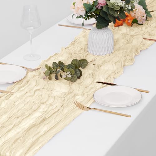 30 Pack Ivory Cheesecloth Table Runner 17 x 108 inch Cheese Cloth Table Runners 9ft Ivory Table Runner Rustic Romantic Sheer Gauze Runner for Wedding Party Baby Shower Table Decoration - Image 4