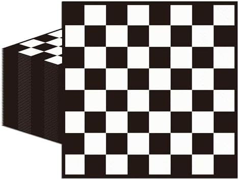 50PCS Black and White Checkered Flag Napkins 13 x 13 Inches, Race Car Paper Napkins Luncheon Dessert Cocktail Napkins Disposable for Racing Car Theme Baby Shower Birthday Party Decorations (Race Car) by Unknown