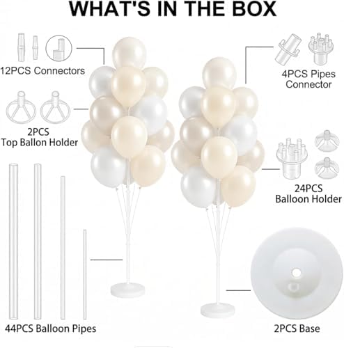 2 Sets 10" White Balloon Column Stand Kit With Base For Party - Image 2