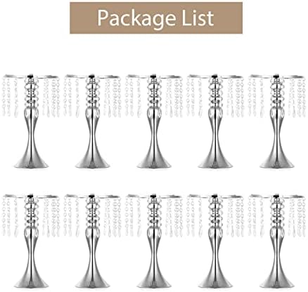 Sziqiqi Silver Floral Centerpiece Riser with Crystal Beads, 10Pcs, 13.8in - Image 6