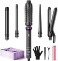 5 in 1 Curling Iron, Curling Wand Set with Thermal Brush, Flat Iron Hair Straightener, 3 Ceramic Irons (0.35"-1"), 13 Adjustable Temps, Hair Curler Waver with Heat Resistant Mat, Glove, Clip by BESTOPEPRO