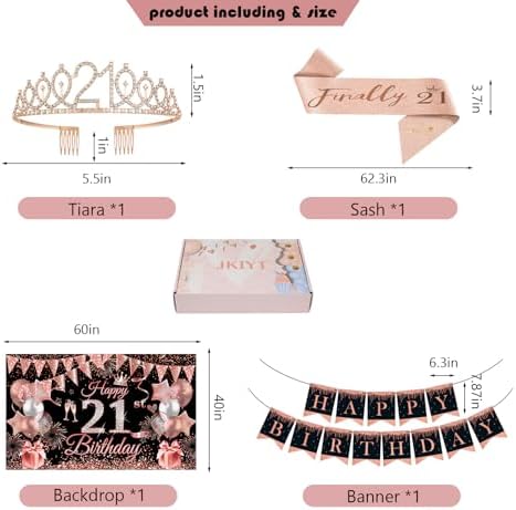 Happy 21st Birthday Decorations for Her, 21 Years Old Decor for Women - Image 2