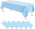 6Pack Light Blue and White Plastic Checkered Tablecloth, Premium Decorative Disposable Light Blue Gingham Plaid Tablecloth for Party, Rectangle Party Table Cover for Picnic Farm Birthday, 54x108 Inch by RAGNHILD