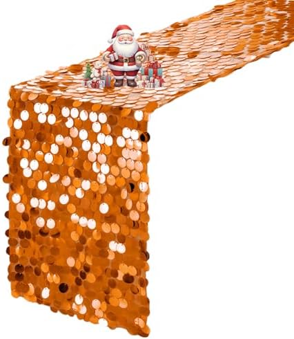 VHH Sequin Table Runner 12 x 108 inches Orange Table Runner, Glitter Runner for Party Wedding Birthday, Party Spring Easter Rustic, Birthday Supplies Decorations (1 Pack). by VHH
