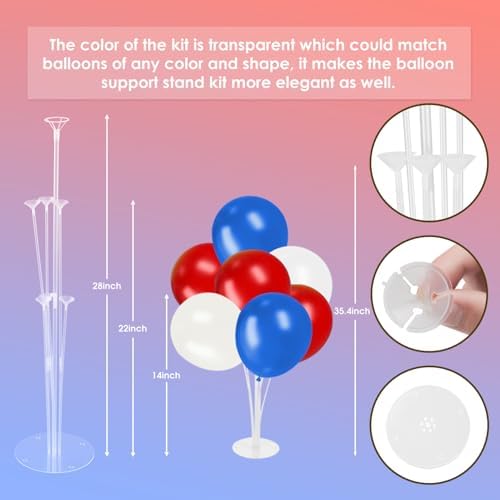 Voircoloria Balloon Stand Kit 4Sets with Balloons for Patriotic Decorations - Image 3