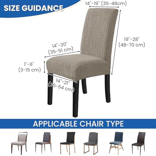 Super Stretch Chair Covers for Dining Chairs Set of 2, Khaki - Image 3