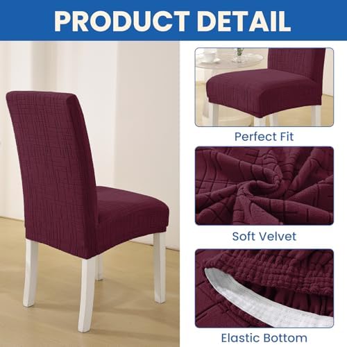Super Stretch Chair Covers for Dining Chairs Set of 2, Burgundy - Image 5