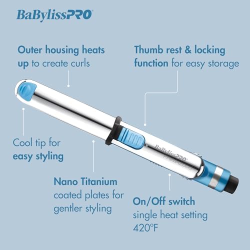 BaBylissPRO Nano Titanium Prima2000 Ionic Styling Iron, 3/4" stainless steel travel/mini iron, all hair types - Image 4