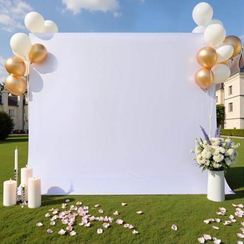 10×10ft White Backdrop Curtain for Weeding Parties, Wrinkle-Free Fabric Drape for Baby Shower, Birthday Party Decorations, Photography Photo Booth Background, Single Panel No Sewing, with Rod Pocket by CO-AVE