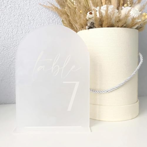 HOODO Frosted Arch Acrylic Table Numbers 1-20 with Stands, 5"x7" Acrylic Arch Signs and Holders, Frosted Table Numbers for Wedding Reception, Party, Anniversary, Event - Image 7