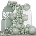 PartyWoo Dusty Green Balloons 140pcs Different Sizes Pack of 18 12 10 5 Inch Sage Olive Eucalyptus Green Boho Neutral Balloon Arch Kit for Jungle Woodland Theme Birthday Party Decorations Green-F59 by PartyWoo