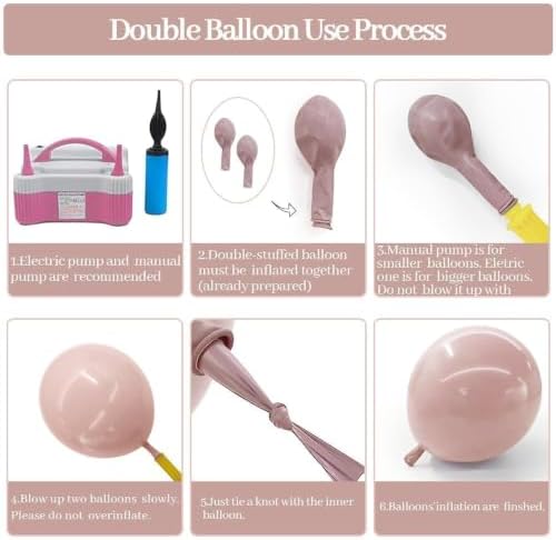 Dusty Pink White Balloon Garland Double Stuffed Baby Pink Nude Beige Balloons Cream Balloon Arch Kit for Boho Baby Shower Birthday Christening Bridal Wedding Fall Party Decorations - Image 4