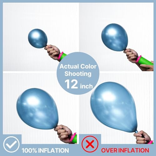PartyWoo Metallic Light Blue Balloons 50pcs Metallic Baby Blue Color - Image 3