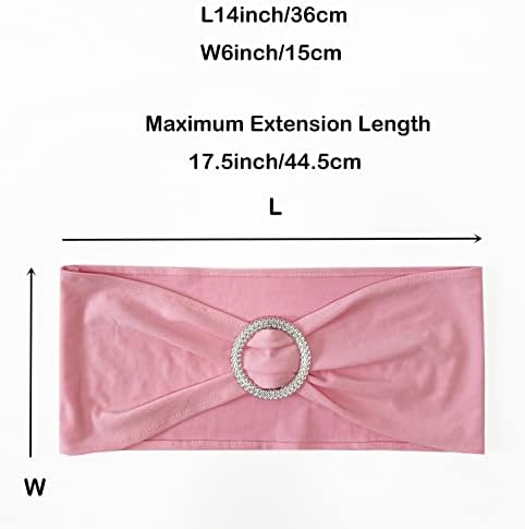 Spandex Chair Sashes Bands, Pink, 50PCS - Image 5