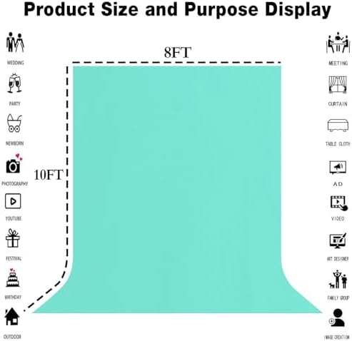 Turquoise Photography Backdrop for Photoshoot, Fabric 8x10ft - Image 3