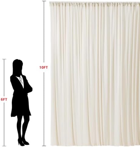 ESGOTBME 40x10ft Wrinkle Free Ivory Backdrop Curtain for Parties Soft Polyester and Nylon Fabric Drapes Wedding Birthday Party Decorations Background for Photography 5x10ft,8 Panels - Image 5