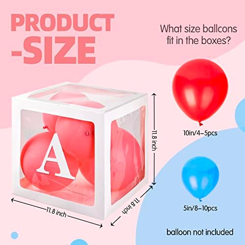 Baby Boxes with 4 PCS Letters for Baby Shower White Clear Balloon Box Blocks Gender Reveal Decorations and Birthday Party (White) - Image 3