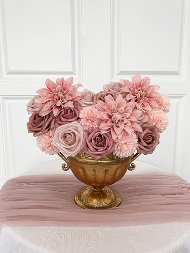 FACINOC Dusty Roses Artificial Flowers Pink Fake Flower Bulk Box Set - Image 6