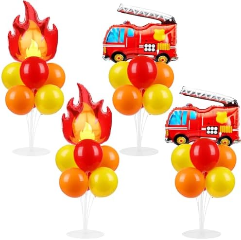 Naozinebi 4 Sets Fire Truck Birthday Party Balloons Stand Kit Party Decor by Naozinebi