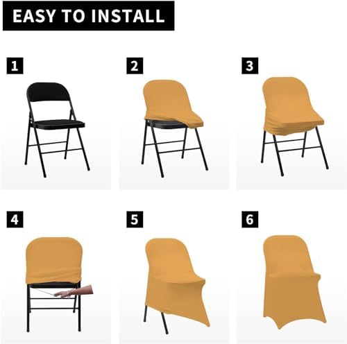 HAINARverS Stretch Spandex Folding Chair Covers, Gold, 30 PCS - Image 5