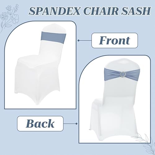 MDS Pack of 125 Spandex Chair Sashes for Wedding Party & Event – Dusty Blue - Image 4