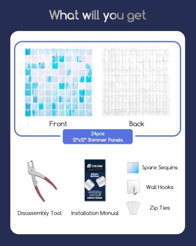 COKAOBE LiteGrid Series Shimmer Wall Backdrop - 24Pcs Iridescent Blue - Image 2