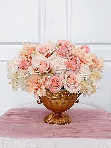 FACINOC Roses Artificial Flowers Peach Pink Bouquet Fake Flower Box Set - Image 6
