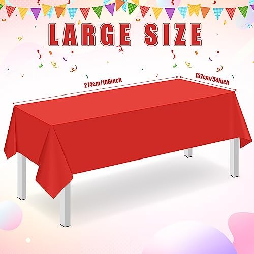 32 Pack Red Plastic Tablecloth for Rectangle Tables, Premium Decorative Red Disposable Table Cloths for Parties, Rectangle Party Table Cover for Birthday, Wedding, Christmas, Anniversary, 54 x 108Inch - Image 2