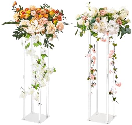 VEVOR 2PCS 31.5inch High Wedding Flower Stand, with Acrylic Laminate, for T-Stage Events Reception, Party Decoration Home by VEVOR
