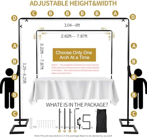 8.2 FT Wedding Arch Square Backdrop Stand Extra Clamps to Table Rod Frame - Image 2