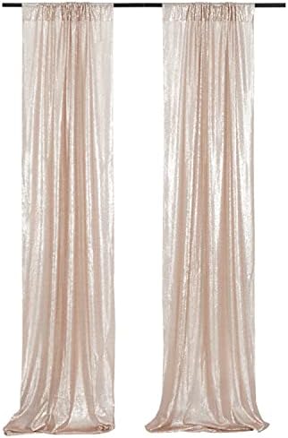 Poise3EHome Champagne Sequin Backdrop Curtains,4 Panels 2FTx8FT Glitter Background for Party Birthday Party Baby Shower Wedding Christmas Thanksgiving Holiday Festival Decor - Image 2