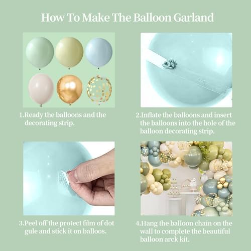 Dusty Blue Sage Green Balloons Arch Kit 139 PCs - Image 6