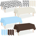 12 Pack Cowboy Baby Shower Plastic Tablecloth for Rectangle Tables, Cow Print Western Disposable Table Cover, Blue Rustic Table Cloth for Western Farm Cowboy My First Rodeo Baby Shower Party Decor by Hauwellter