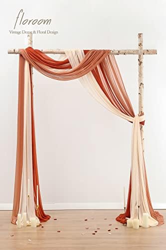 Floroom Wedding Arch Draping Fabric 3 Panels 20Ft Chiffon Fabric Drapes Arbor Drapery Wedding Ceremony Reception Swag Decorations (Terracotta +Coral Peach +Peach) - Image 2