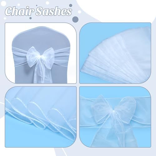MDS Pack of 25 Organza Chair Sashes for Wedding & Event Décor – White - Image 4