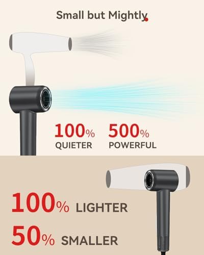 Hair Dryer, 160000 RPM High-Speed Brushless Motor, Gray - Image 4
