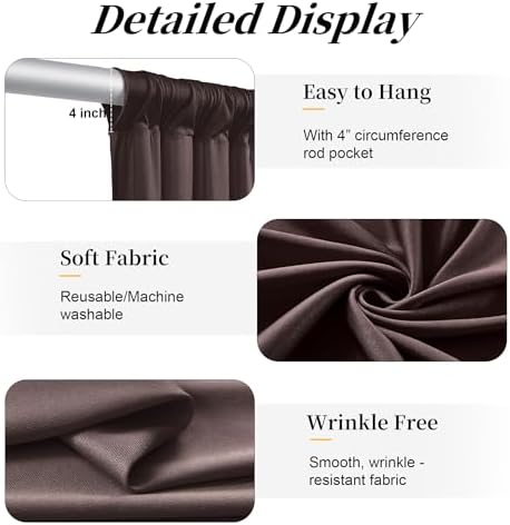 12ft x 10ft Brown Backdrop Curtains for Parties, Wrinkle Free 2 Panels Photo Backdrop Drapes Back Drop Cloth for Wedding Birthday Photography Background Decor - Image 5