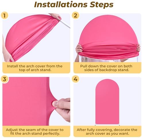 6 ft Arch Backdrop Cover Hot Pink - Double-Sided Spandex Arch Covers Stretchy Backdrop for Balloon Arches Birthday Party Baby Shower Banquet Wedding Photo Background - Image 3