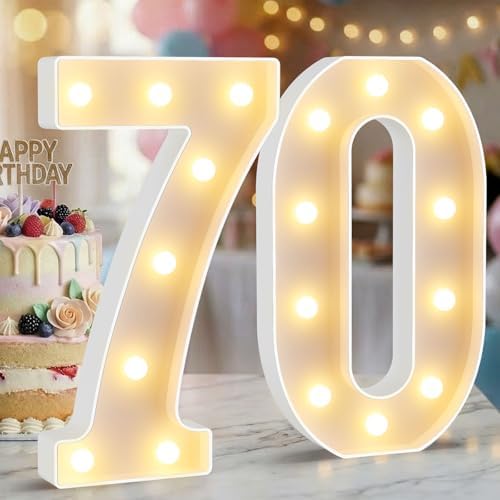 12.6 Inch Marquee Light Up Numbers 70 for Party Decorations by NANXU