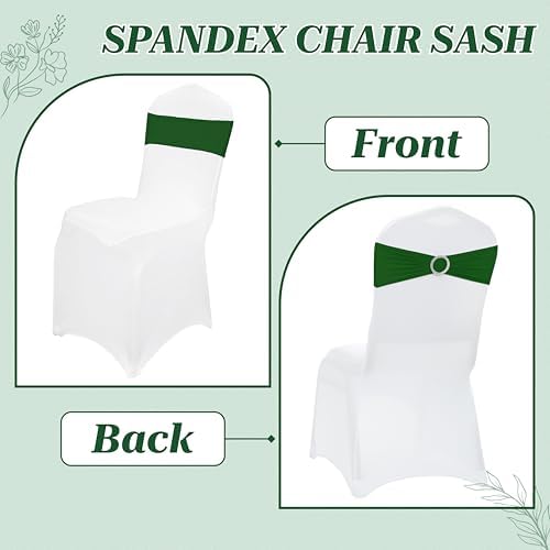 MDS Pack of 100 Spandex Chair Sashes for Wedding Party & Event – Green - Image 4