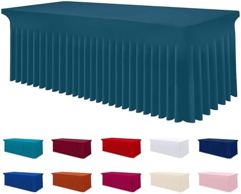 Smiry Spandex Elastic Fitted Table Cloth Skirt for 8FT Rectangle Table by Smiry