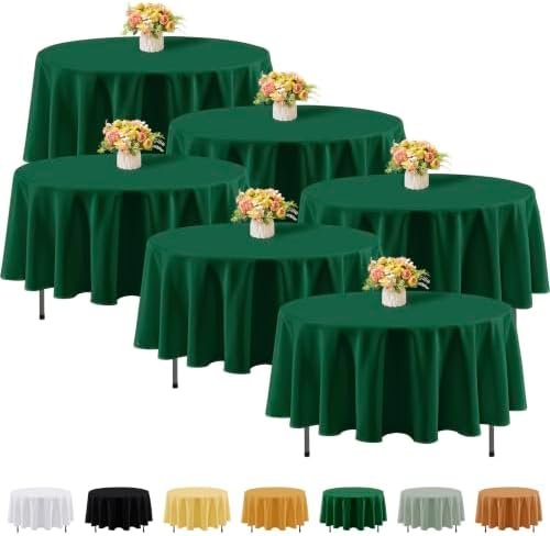 Fitable 6 Pack Hunter Green Round Tablecloths - 90 Inches in Diameter by Fitable