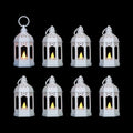 LLQ 8 Pcs Mini Lantern Decor Moroccan Lantern with Flickering LED Candle Table Centerpiece Small Vintage Wedding Hanging Lamp Ornaments Bulk for Wedding Halloween Christmas Party (5 Inch,White) by LLQ-LuckLifeQuality