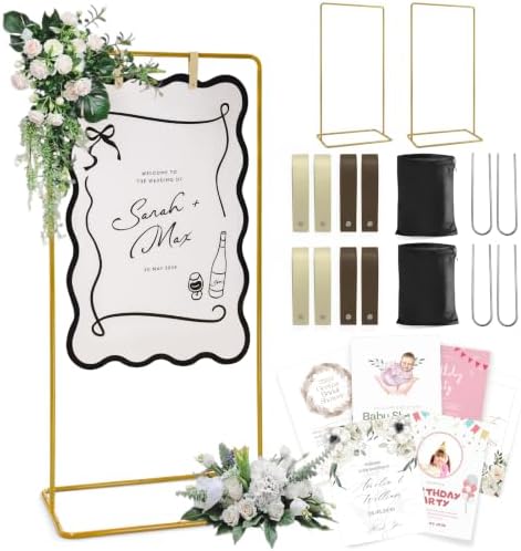 Gold 2Pack Wedding Welcome Sign Stand, Easel Stand for Sign Poster by Victawks