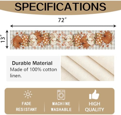 RABUSOFA Fall Table Runner 13x72 Inch Fall Decorations for Home - Image 6