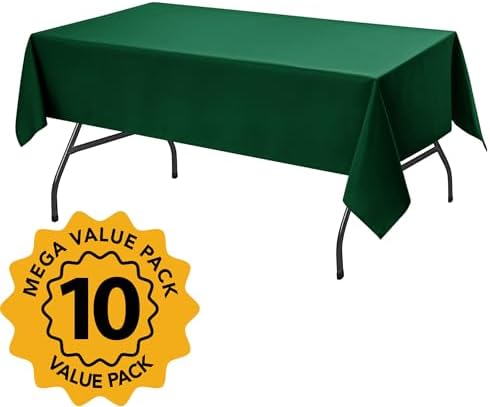 10-Pack Hunter Green Tablecloths for Rectangle Tables, 60 x 84 in - Image 2