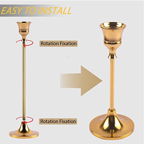 Candlestick Holders,Taper Candle Holder for Candlesticks Gold Brass Vintage Candle Stick Candle Holder Candelabra Candle Holder for Fireplace Party Dining Home - Image 5