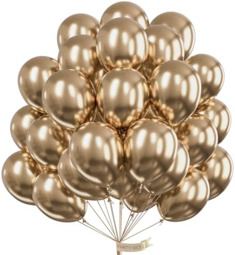 PartyWoo Metallic Gold Balloons 50pcs Chrome Gold Color 12 Inch by PartyWoo