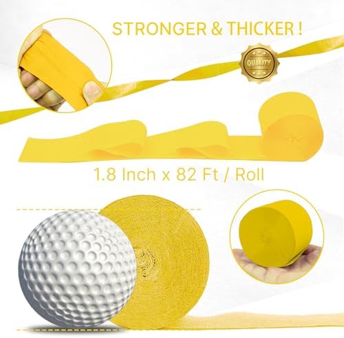 PartyWoo Yellow Crepe Paper 4pcs 328 FT Pearl Pastel Yellow White Streamers - Image 6