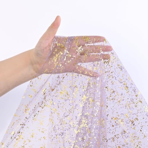 Artoid Mode 6Pcs Grayish Purple Gauze Gold Table Runner 10FT, Glitter Metallic Foil Sheer Dining Wedding Anniversary Holiday Table Decor for Home Party - Image 6